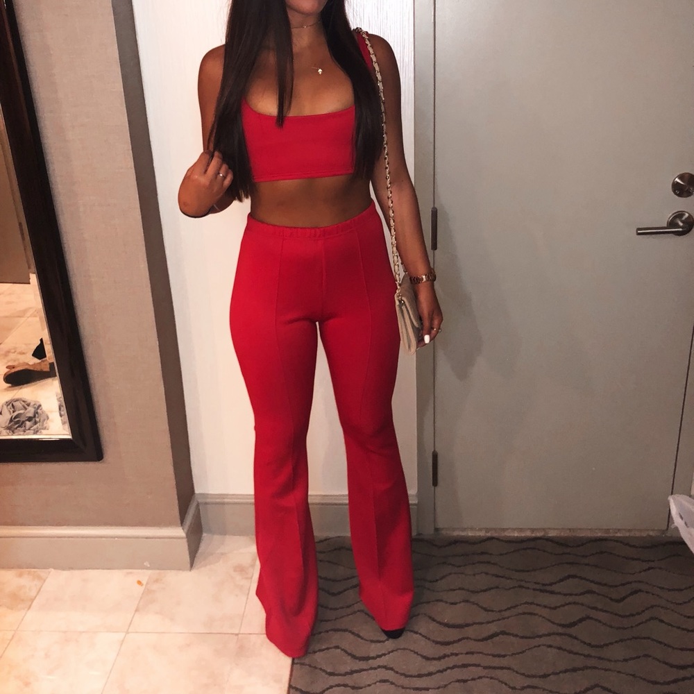 Red Two Piece Pant Set